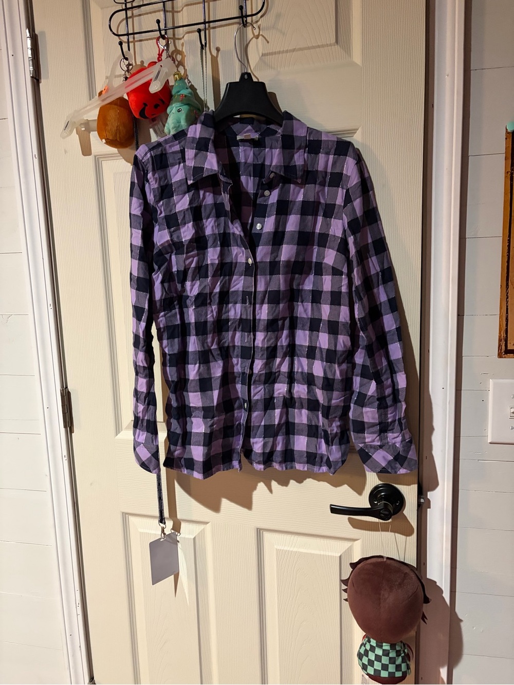 Talbots Purple and Black Plaid Button-Down Shirt - Women